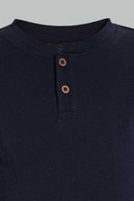 Load image into Gallery viewer, Redtag-Navy-And-Red-Striped-Henley-T-Shirt-(2-Pack)-Striped-Infant-Boys-3 to 24 Months
