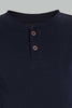 Redtag-Navy-And-Red-Striped-Henley-T-Shirt-(2-Pack)-Striped-Infant-Boys-3 to 24 Months
