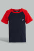 Redtag-White-And-Navy-Raglan-T-Shirt-(2-Pack)-Plain-Infant-Boys-3 to 24 Months