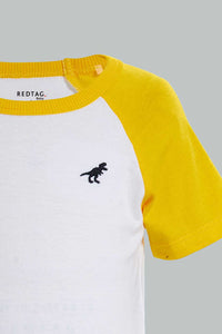 Redtag-White-And-Navy-Raglan-T-Shirt-(2-Pack)-Plain-Infant-Boys-3 to 24 Months
