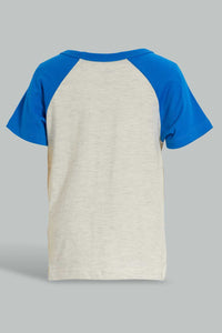 Redtag-Grey-And-Ecru-Raglan-T-Shirt-(2-Pack)-Plain-Infant-Boys-3 to 24 Months
