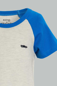 Redtag-Grey-And-Ecru-Raglan-T-Shirt-(2-Pack)-Plain-Infant-Boys-3 to 24 Months