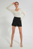 Redtag-Black-Mid-Length-Short-With-Button-Details-Shorts-Women's-