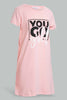 Pink Prinked Night Dress For Baby Girls