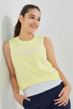 Load image into Gallery viewer, Redtag-Yellow-Twofer-Top-Active-T-Shirts-Senior-Girls-9 to 14 Years
