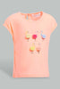 Redtag-Neon-Pink-Flamingo-Artwork-T-Shirt-With-White-Scallop-Hem-Short-Sets-Infant-Girls-3 to 24 Months