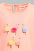 Redtag-Neon-Pink-Flamingo-Artwork-T-Shirt-With-White-Scallop-Hem-Short-Sets-Infant-Girls-3 to 24 Months