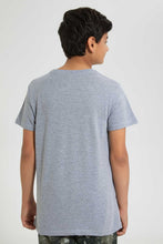 Load image into Gallery viewer, Redtag-Grey-Melange-Jacquard-Henley-T-Shirt-Henley-T-Shirts-Senior-Boys-9 to 14 Years
