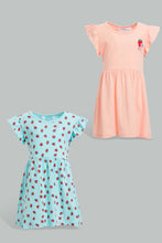 Load image into Gallery viewer, Redtag-Multi-Colour-2Pc-Pack-Knit-Dress-Dresses-Infant-Girls-3 to 24 Months
