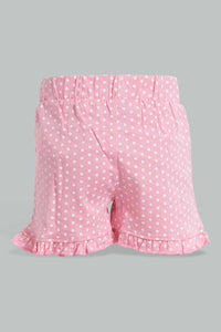 Redtag-Assorted-Solid-2Pk-Short-Casual-Shorts-Infant-Girls-3 to 24 Months