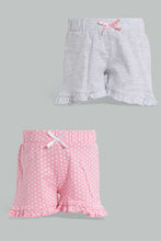 Load image into Gallery viewer, Redtag-Assorted-Solid-2Pk-Short-Casual-Shorts-Infant-Girls-3 to 24 Months

