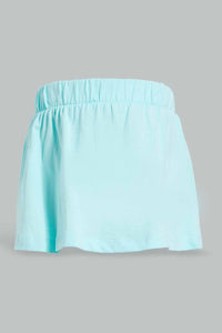 Redtag-White-Tropical-Printed-T-Shirt-And-Mint-Solid-Skirt-Sets-Infant-Girls-3 to 24 Months