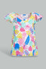 Redtag-White-Tropical-Printed-T-Shirt-And-Mint-Solid-Skirt-Sets-Infant-Girls-3 to 24 Months