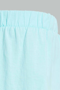 Redtag-White-Tropical-Printed-T-Shirt-And-Mint-Solid-Skirt-Sets-Infant-Girls-3 to 24 Months