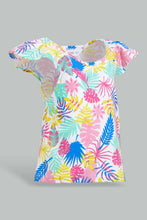 Load image into Gallery viewer, Redtag-White-Tropical-Printed-T-Shirt-And-Mint-Solid-Skirt-Sets-Infant-Girls-3 to 24 Months
