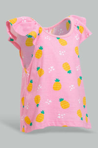 Pink Pineapple Set For Baby Girls (2 Piece)