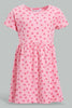 Redtag-Pink-Heart-Printed-Dress-Dresses-Infant-Girls-3 to 24 Months