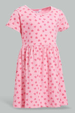 Load image into Gallery viewer, Redtag-Pink-Heart-Printed-Dress-Dresses-Infant-Girls-3 to 24 Months
