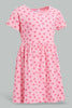 Redtag-Pink-Heart-Printed-Dress-Dresses-Infant-Girls-3 to 24 Months