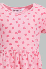 Load image into Gallery viewer, Redtag-Pink-Heart-Printed-Dress-Dresses-Infant-Girls-3 to 24 Months
