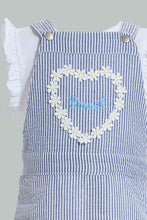 Load image into Gallery viewer, Redtag-Blue-Dungaree-Dress-With-White-T-Shirt-Sets-Infant-Girls-3 to 24 Months
