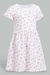 Redtag-Coral-Floral-Printed-Dress-Dresses-Infant-Girls-3 to 24 Months