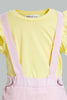 Redtag-Pink-Dungaree-Dress-With-Yellow-T-Shirt-Sets-Infant-Girls-3 to 24 Months