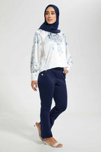 تنزيل الصورة على معرض الصور، Redtag-Navy-Button-Detail-Trouser-Trousers-Women&#39;s-
