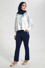 تنزيل الصورة على معرض الصور، Redtag-Navy-Button-Detail-Trouser-Trousers-Women&#39;s-
