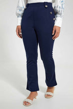 تنزيل الصورة على معرض الصور، Redtag-Navy-Button-Detail-Trouser-Trousers-Women&#39;s-
