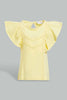 Redtag-Yellow-Flutter-Sleeves-Jersey-Blouse-Blouses-Infant-Girls-3 to 24 Months