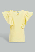 Load image into Gallery viewer, Redtag-Yellow-Flutter-Sleeves-Jersey-Blouse-Blouses-Infant-Girls-3 to 24 Months
