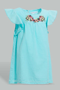 Redtag-Mint-Embroidered-Yoke-Dress-Dresses-Infant-Girls-3 to 24 Months