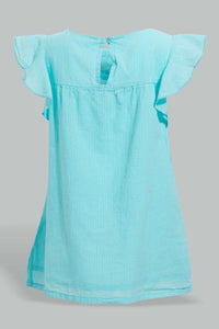 Redtag-Mint-Embroidered-Yoke-Dress-Dresses-Infant-Girls-3 to 24 Months