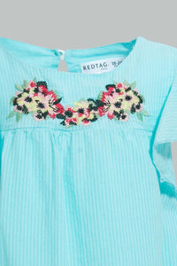 Redtag-Mint-Embroidered-Yoke-Dress-Dresses-Infant-Girls-3 to 24 Months