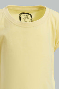 Redtag-Yellow-Solid-T-Shirt-Plain-T-Shirts-Infant-Girls-3 to 24 Months