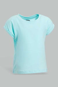 Redtag-Mint-Solid-T-Shirt-Plain-T-Shirts-Infant-Girls-3 to 24 Months