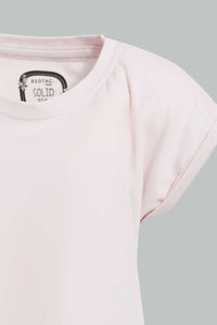 Redtag-Pink-Solid-T-Shirt-Plain-T-Shirts-Infant-Girls-3 to 24 Months