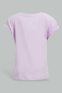 Redtag-Lilac-Solid-T-Shirt-Plain-T-Shirts-Infant-Girls-3 to 24 Months