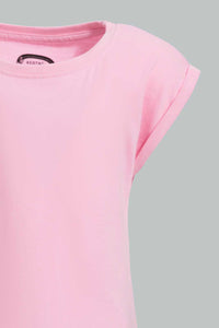 Redtag-Fuchsia-Solid-T-Shirt-Plain-T-Shirts-Infant-Girls-3 to 24 Months