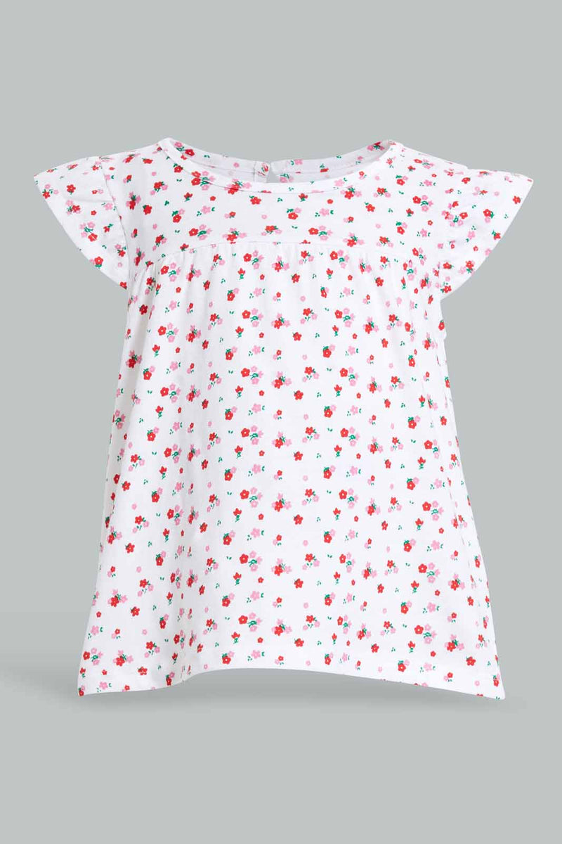 Redtag-White-Printed-Top-Blouses-Infant-Girls-3 to 24 Months