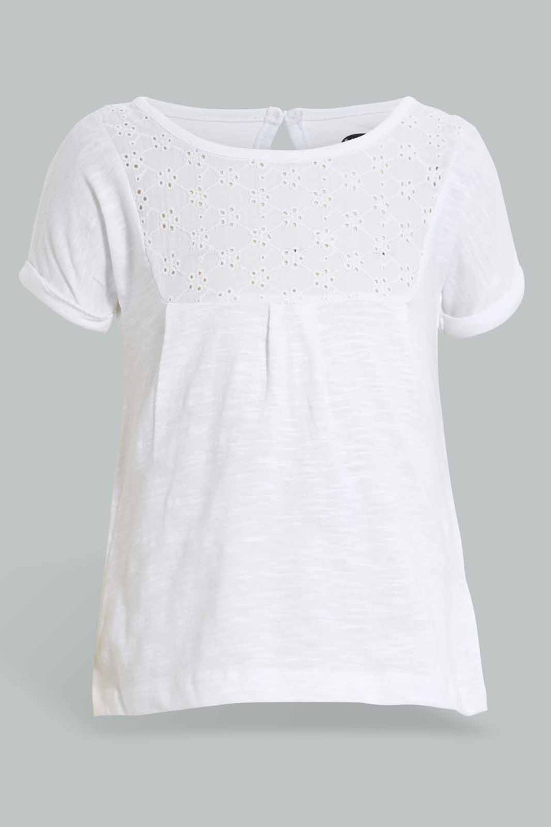 Redtag-White-Solid-Top-Blouses-Infant-Girls-3 to 24 Months