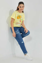Load image into Gallery viewer, Redtag-Lt-Wash-Printed-Mom&#39;S-Fit-Highrise-Jean-Jeans-High-Rise-Senior-Girls-9 to 14 Years
