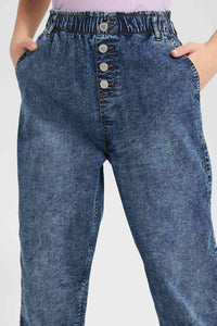 Redtag-Dk-Wash-Button-Front-Mom'S-Fit-Jegging-Category:Jeggings,-Colour:Darkwash,-Filter:Senior-Girls-(9-to-14-Yrs),-GSR-Jeggings,-New-In,-New-In-GSR-APL,-Non-Sale,-RMD-add,-S22C,-Section:Kidswear-Senior-Girls-9 to 14 Years