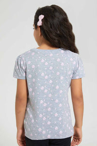 Lilac And Grey Floral T-Shirt (Pack of 2)