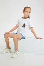 Load image into Gallery viewer, Redtag-White--Girls-Sequins-T-Shirt-Graphic-T-Shirts-Girls-2 to 8 Years
