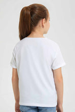 Load image into Gallery viewer, Redtag-White--Girls-Sequins-T-Shirt-Graphic-T-Shirts-Girls-2 to 8 Years
