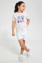 Load image into Gallery viewer, Redtag-Pink-Girls-3D-Holographic-Patch-T-Shirt-Graphic-T-Shirts-Girls-2 to 8 Years
