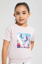 Load image into Gallery viewer, Redtag-Pink-Girls-3D-Holographic-Patch-T-Shirt-Graphic-T-Shirts-Girls-2 to 8 Years
