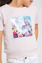 Load image into Gallery viewer, Redtag-Pink-Girls-3D-Holographic-Patch-T-Shirt-Graphic-T-Shirts-Girls-2 to 8 Years
